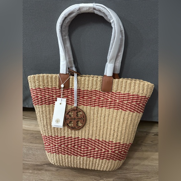 Tory Burch Miller Straw Stripe Tote - Picture 2 of 6